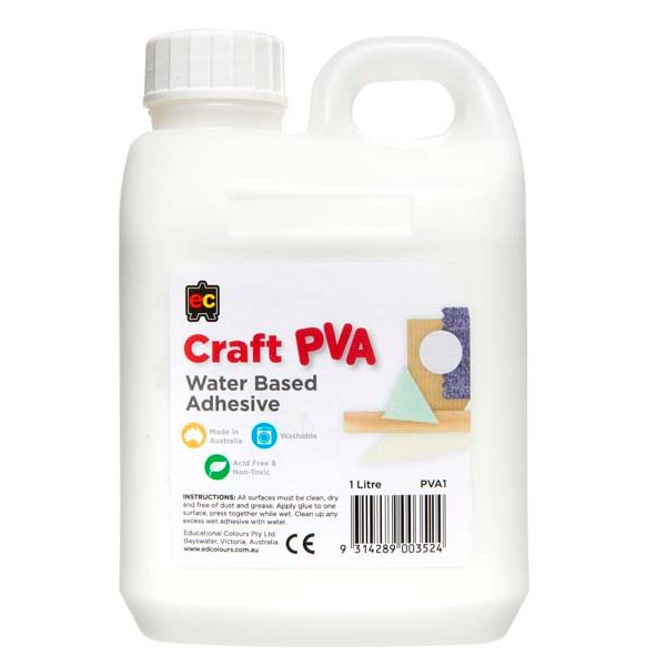 Educational Colours Water Based PVA Craft Glue 1ltr