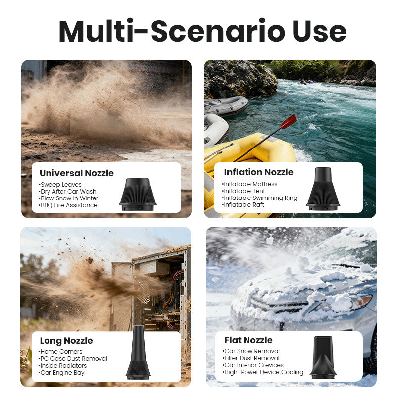 ZLOS MM07 Mini Portable Turbo Blower 120W Cordless Air Duster High Power for Dust Cleaning, Car Drying, Snow Removal & Inflation