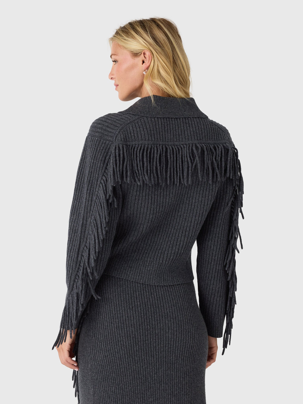 Simkhai Women's Natalia Collared Fringe Sweater