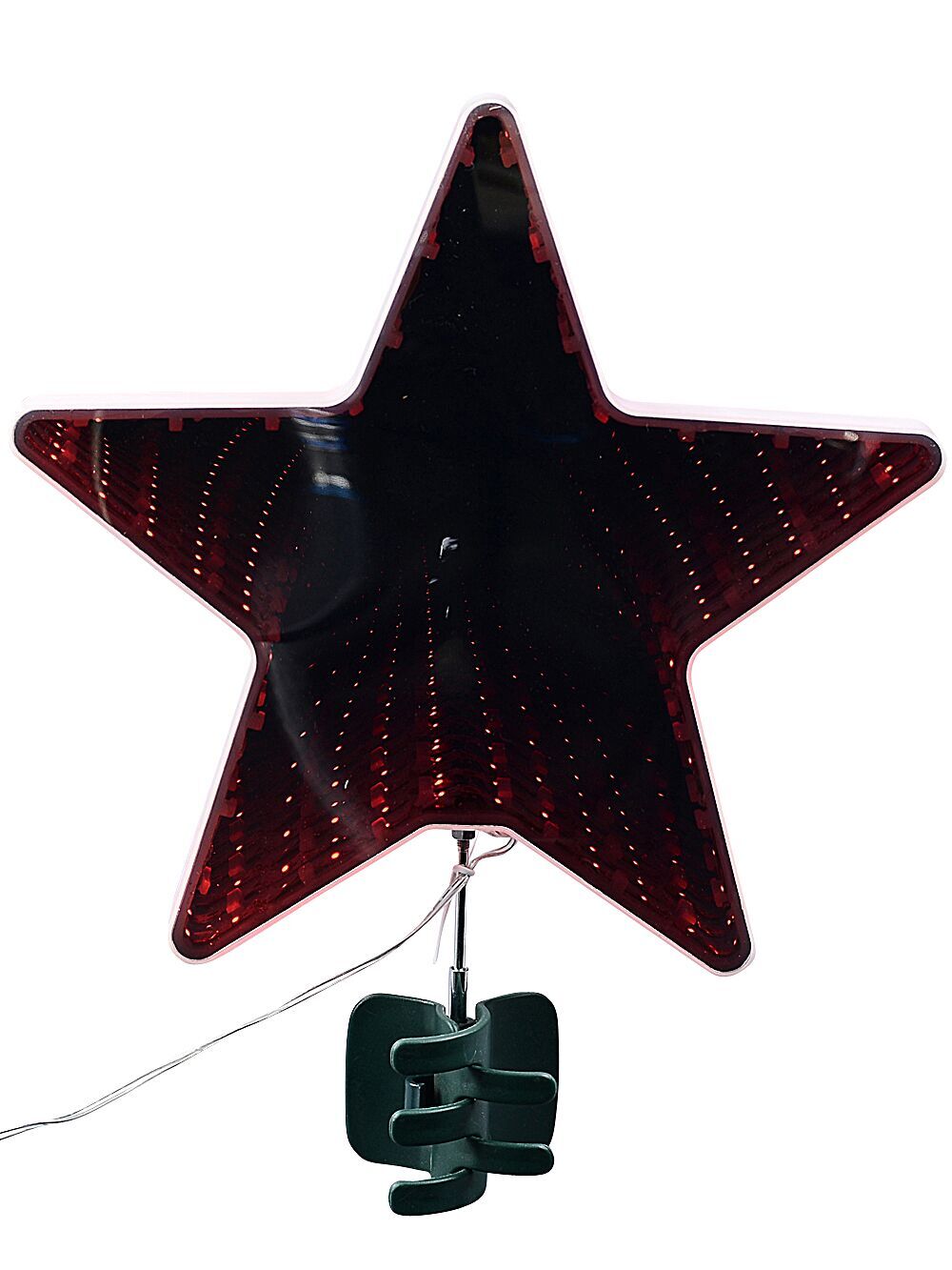 Large Red LED Infinity Mirror Star Christmas Tree Topper 25cm