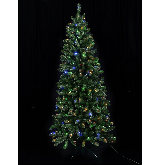 1.8m Pine Gorge Dual LED Pre-Lit Christmas Tree | 602 Tips & 250 LightsGreen with Warm White & Multi Colour