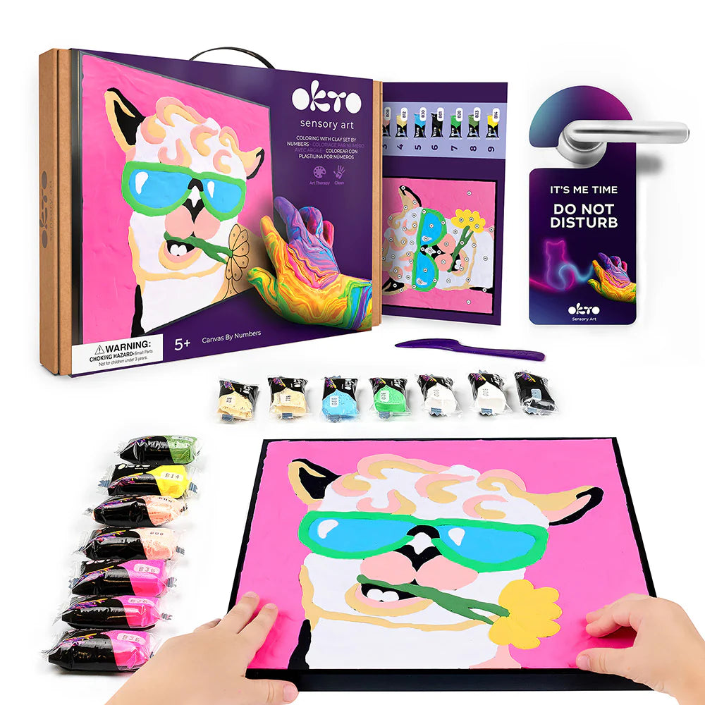 Okto Coloring with Clay Set by Numbers 29x29cm - Llama