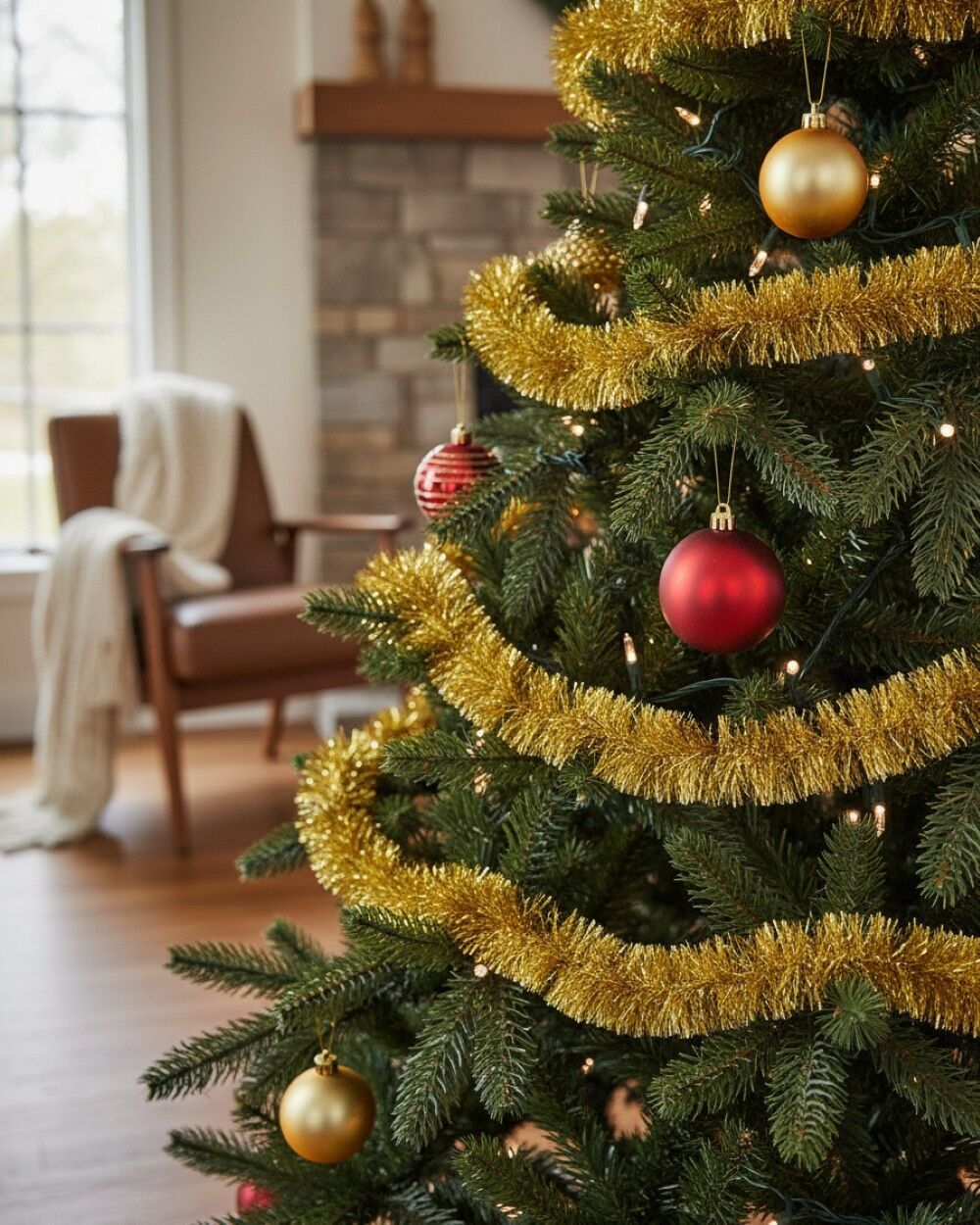 Classic 6ply Gold Metallic Fir Christmas Tinsel Garland | 5m x 50mmGold