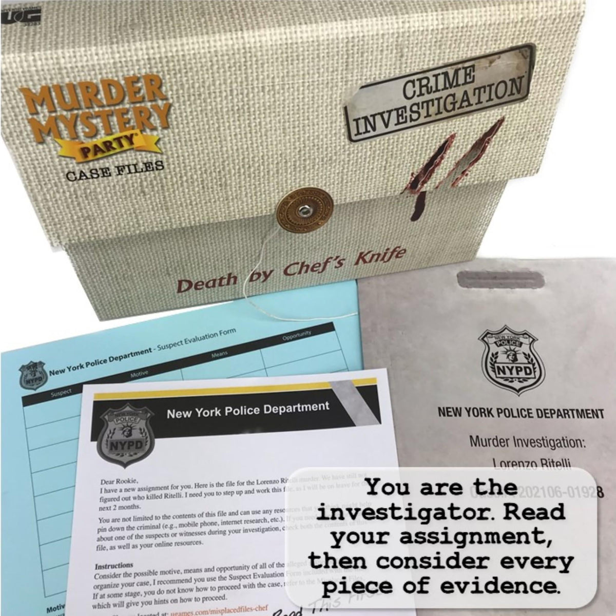 Murder Mystery Case File - Death by Chef's Knife
