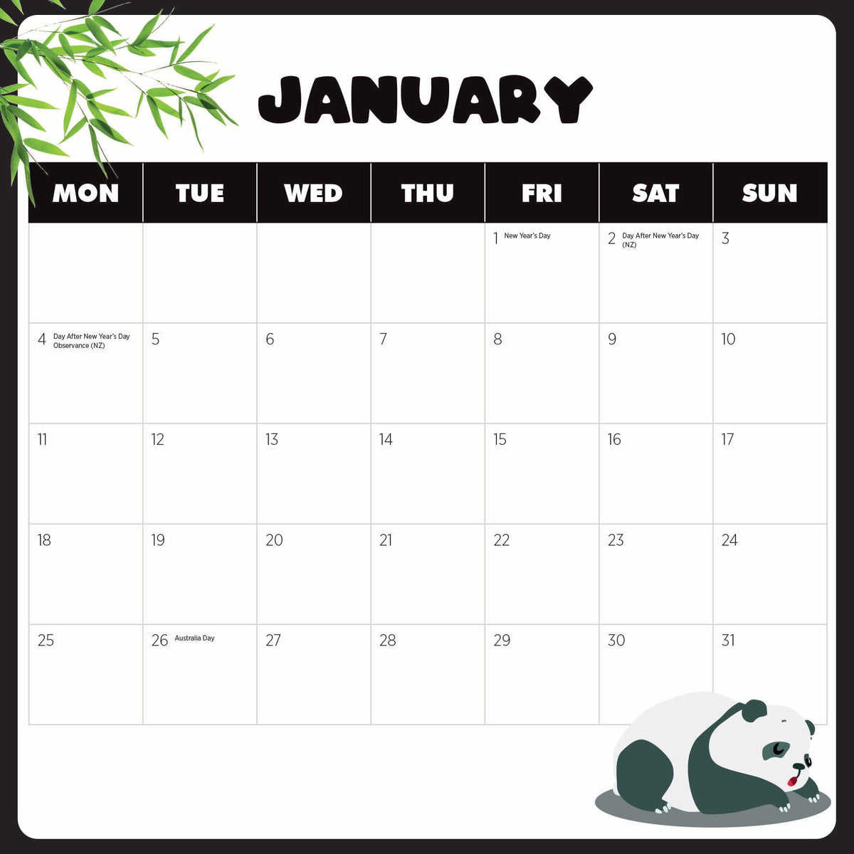 Pandas Calendar 2027