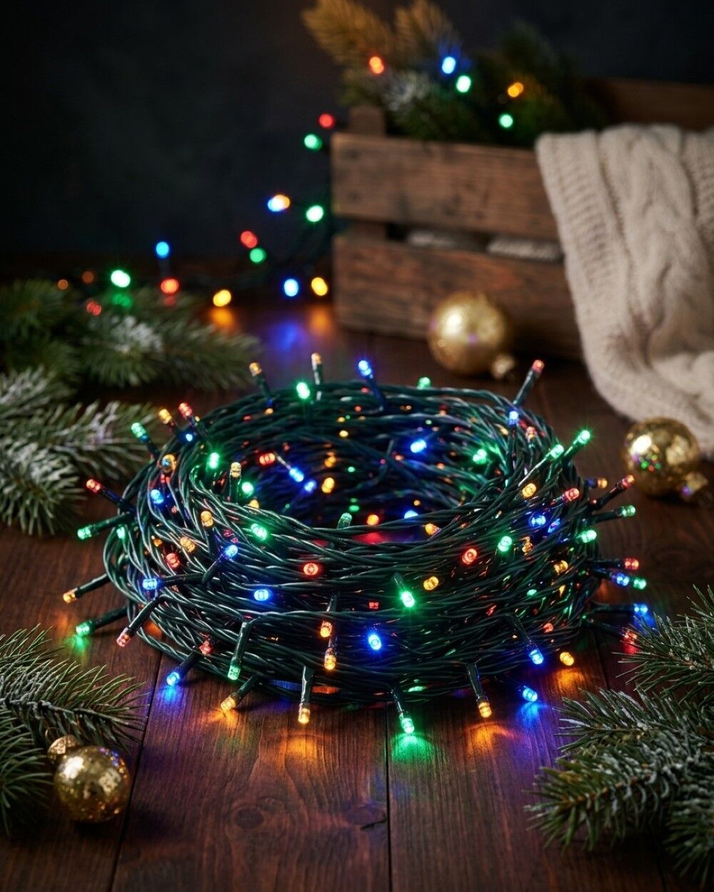 1000 Multi Colour LED String Fairy Lights 8 Function | 50mGreen, Red, Blue & Orange