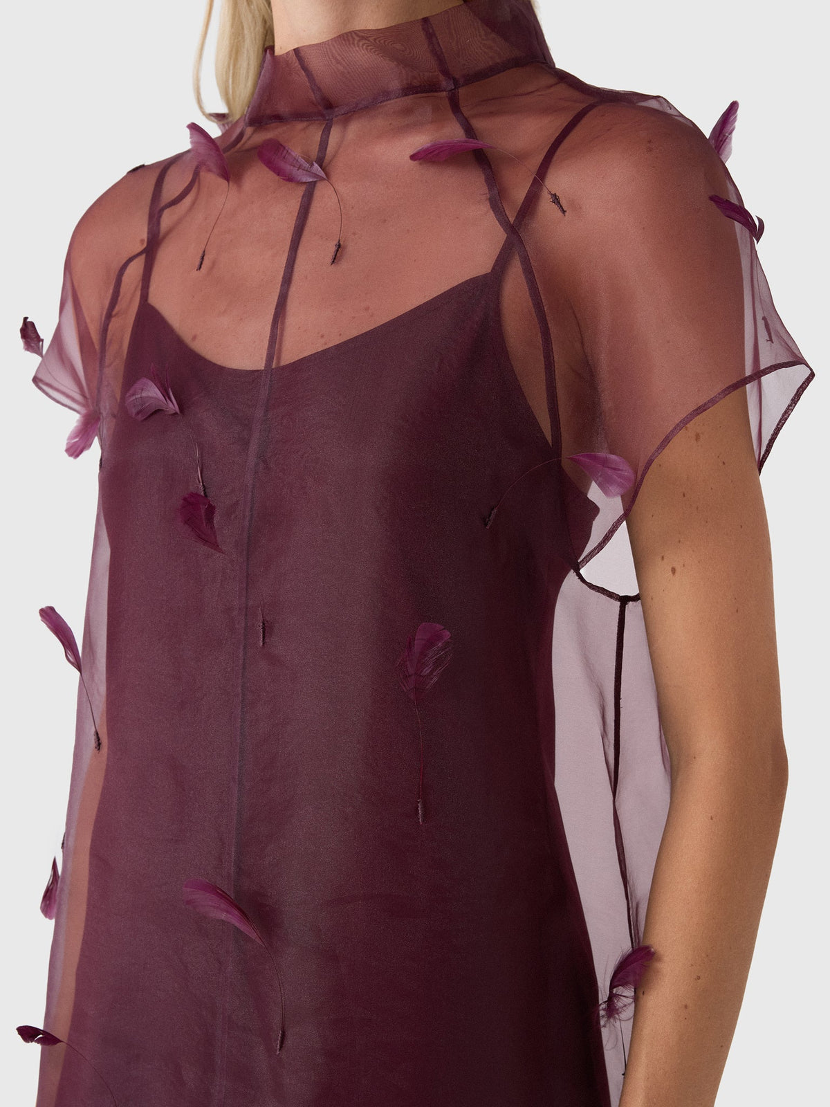 Simkhai Women's Pauline Organza Feather Midi Dress