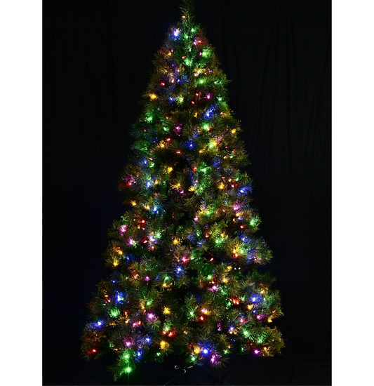 2.3m Glorious Pacific Green Dual LED Pre-Lit Tree | 1361 Tips & 550 LightsGreen with Warm White & Multi Colour