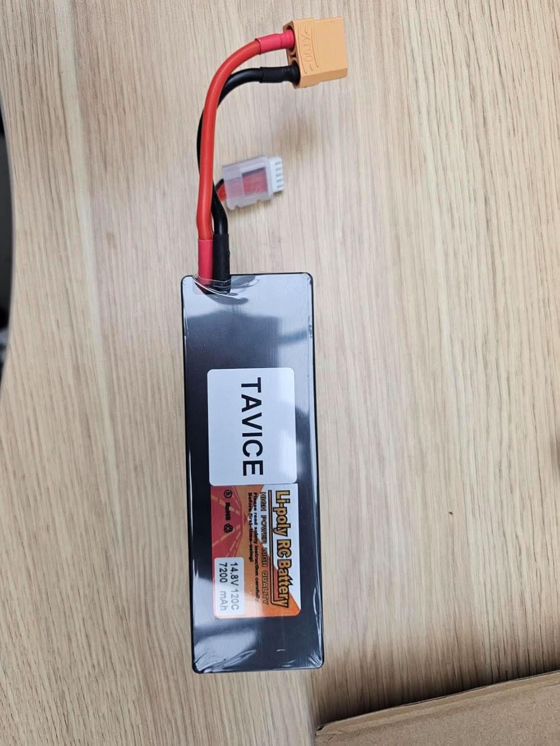 TAVICE 4S LiPo Battery 14.8V 7200mAh 120C with XT90 Connector Compatible with RC Cars, Trucks & Racing Models