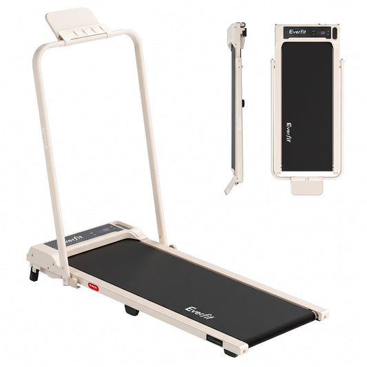 Everfit 3 in 1 Walking Pad Treadmill 12% Incline Foldable Under Desk Treadmills 40cm Belt Beige