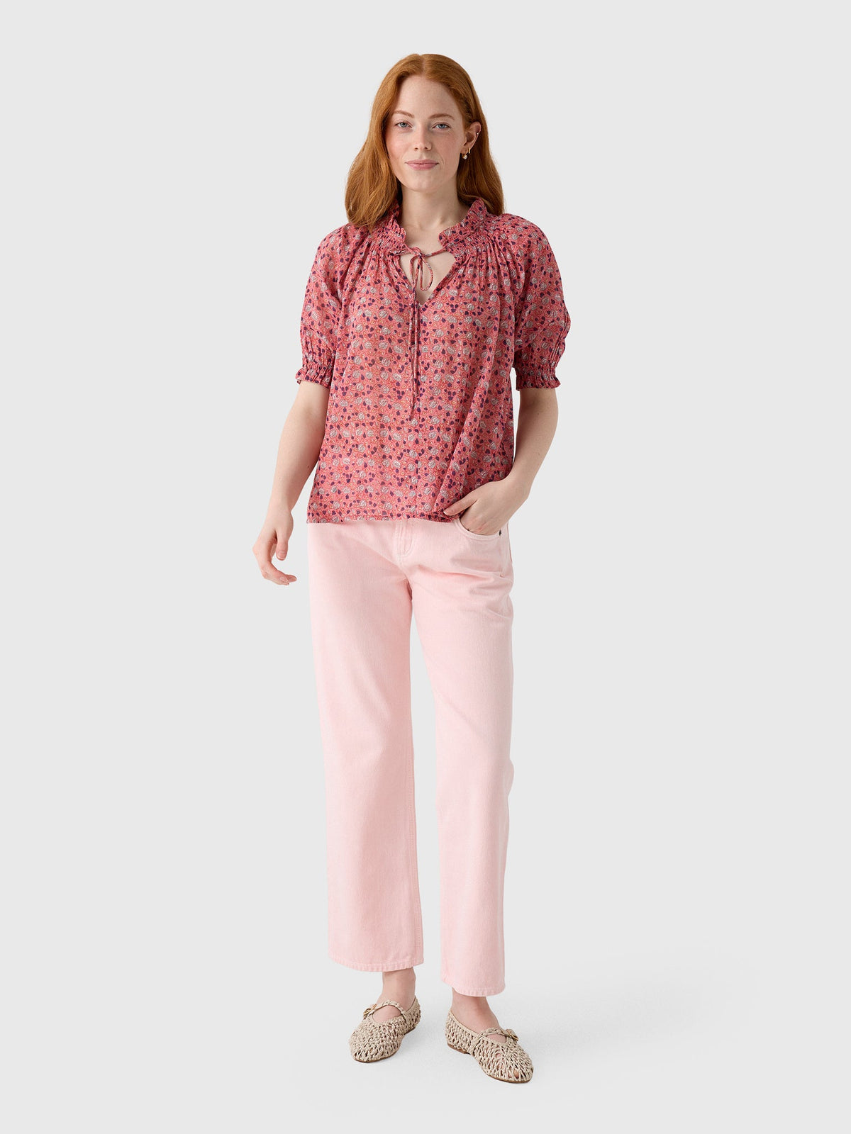 M.A.B.E Women's Darla Print Short Sleeve Top