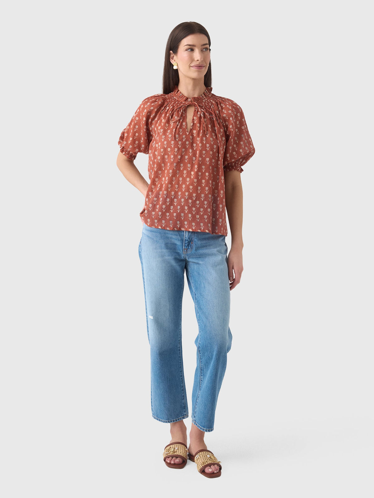 M.A.B.E Women's Ari Print Short Sleeve Top