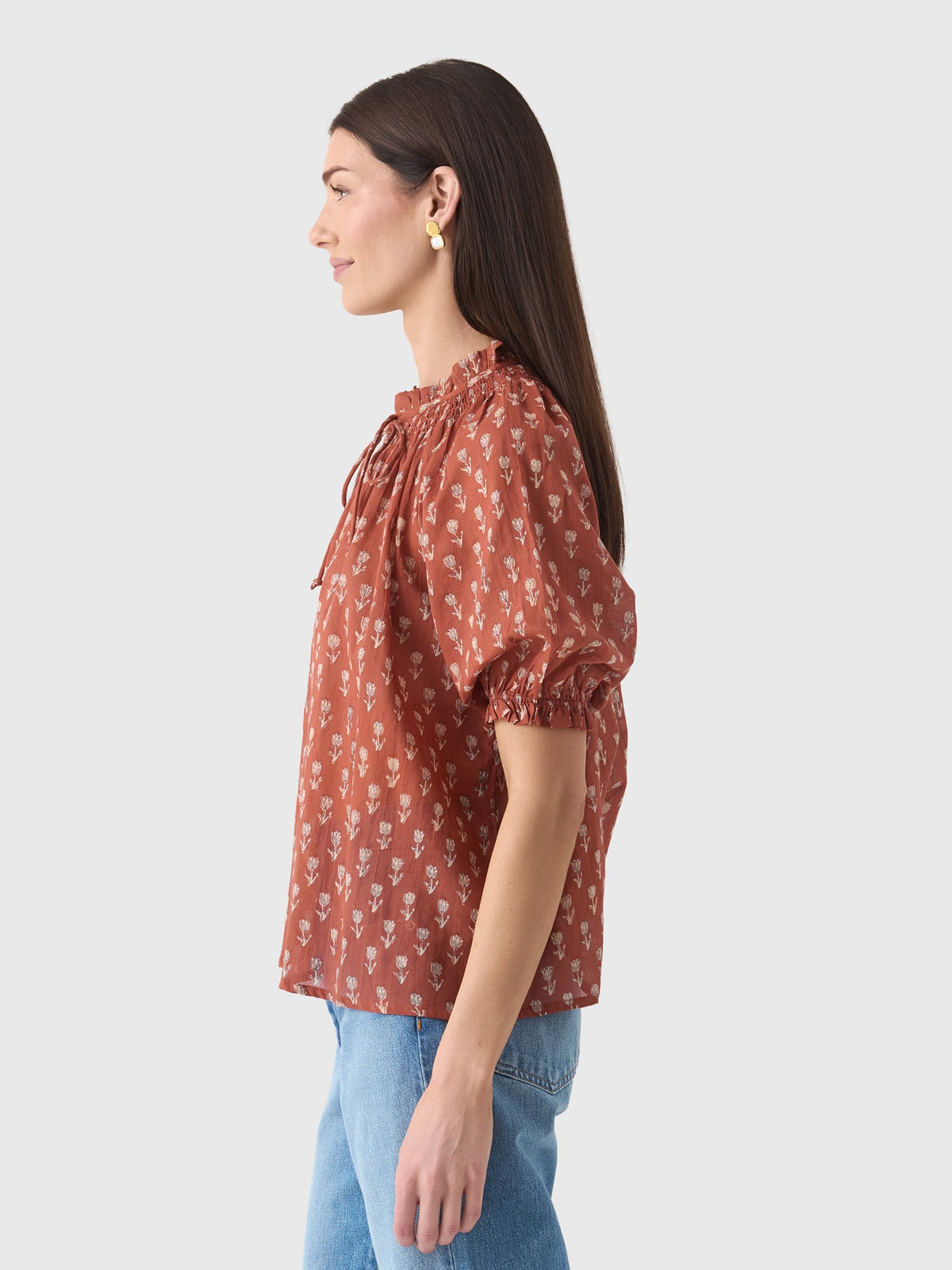 M.A.B.E Women's Ari Print Short Sleeve Top