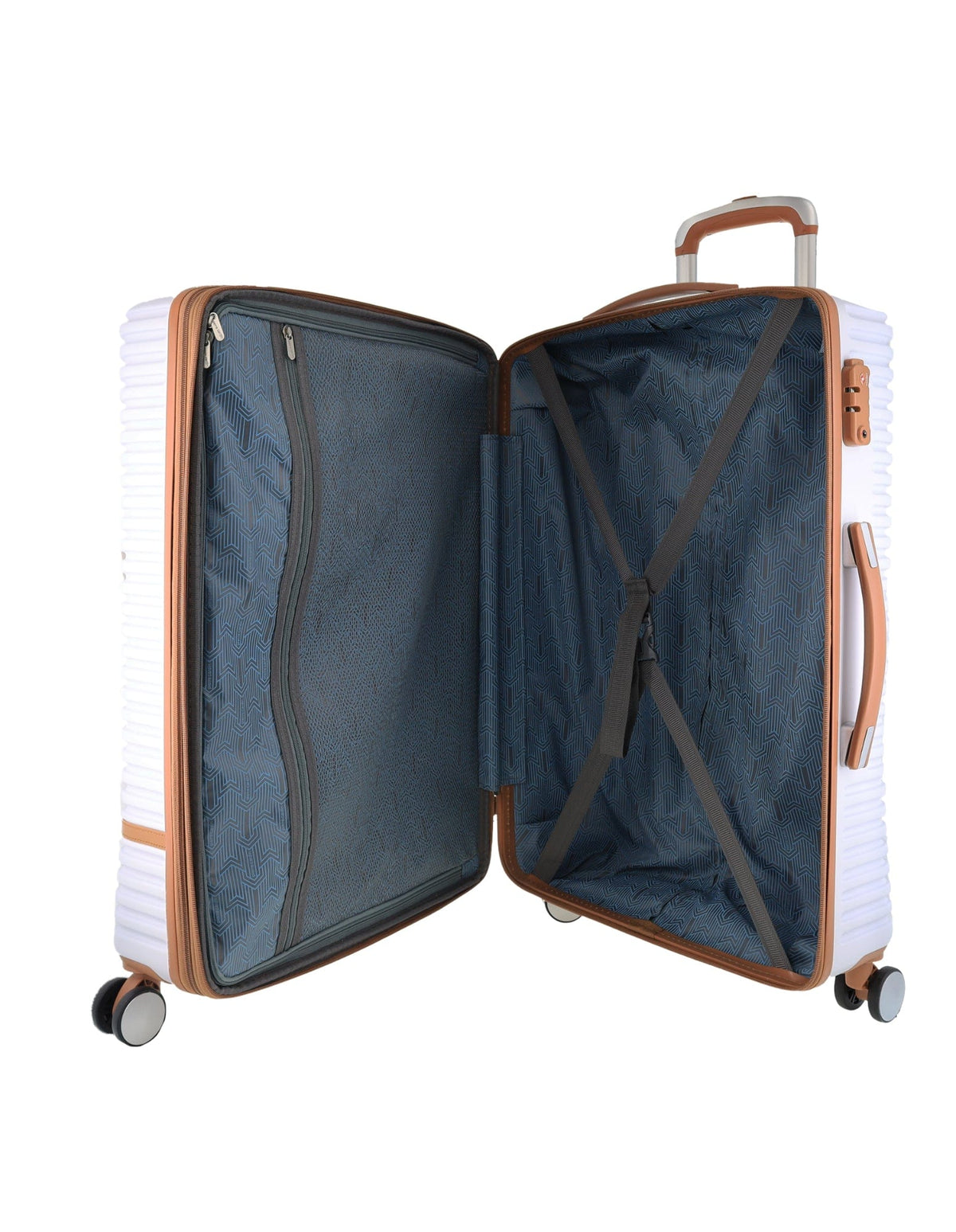 Pierre Cardin Large Hard-Shell Suitcase Travel Luggage 80cm White