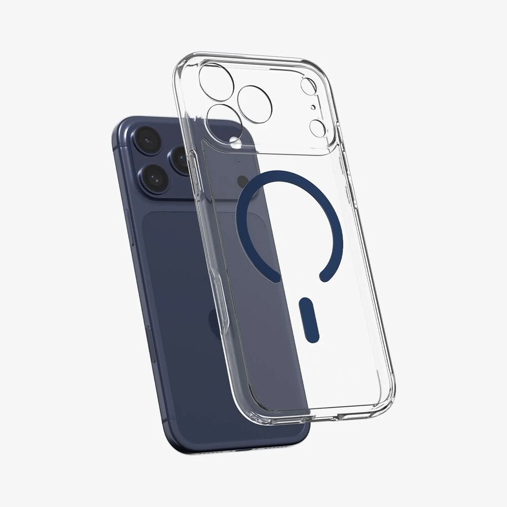 SPIGEN Ultra Hybrid MagSafe Case for iPhone 18 Pro Max/17 Pro Max (Clear Case/Deep Blue Ring)