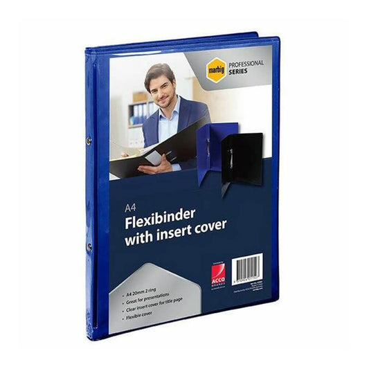 ESSELTE Marbig Flexi Binder with Clear Cover A4 2R 20mm - Blue