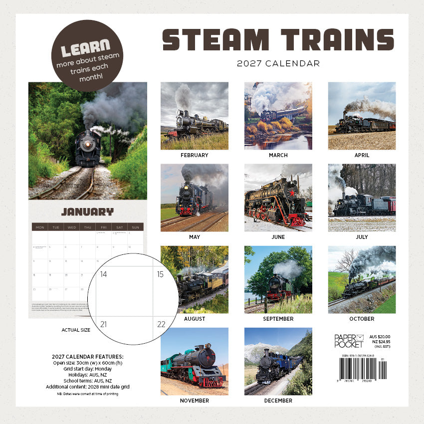 Steam Trains Calendar 2027