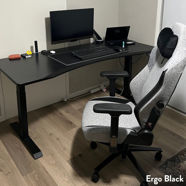 Desky Alpha Dual Sit Stand Gaming Desk - Ergo Edge / 1800x750mm / Matte Black