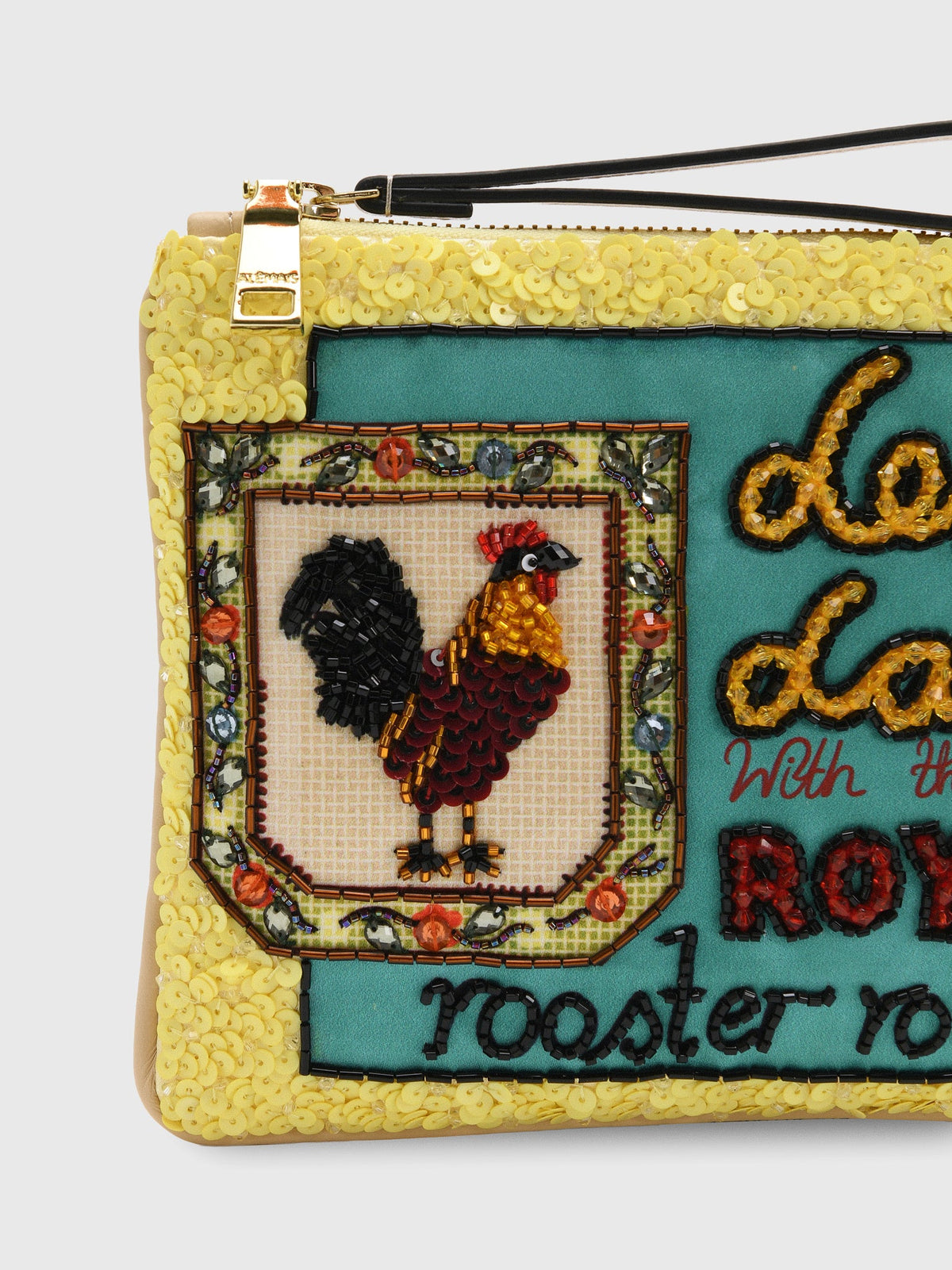 Alemais Ace Rooster Embellished Clutch
