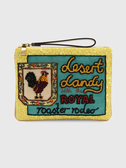 Alemais Ace Rooster Embellished Clutch