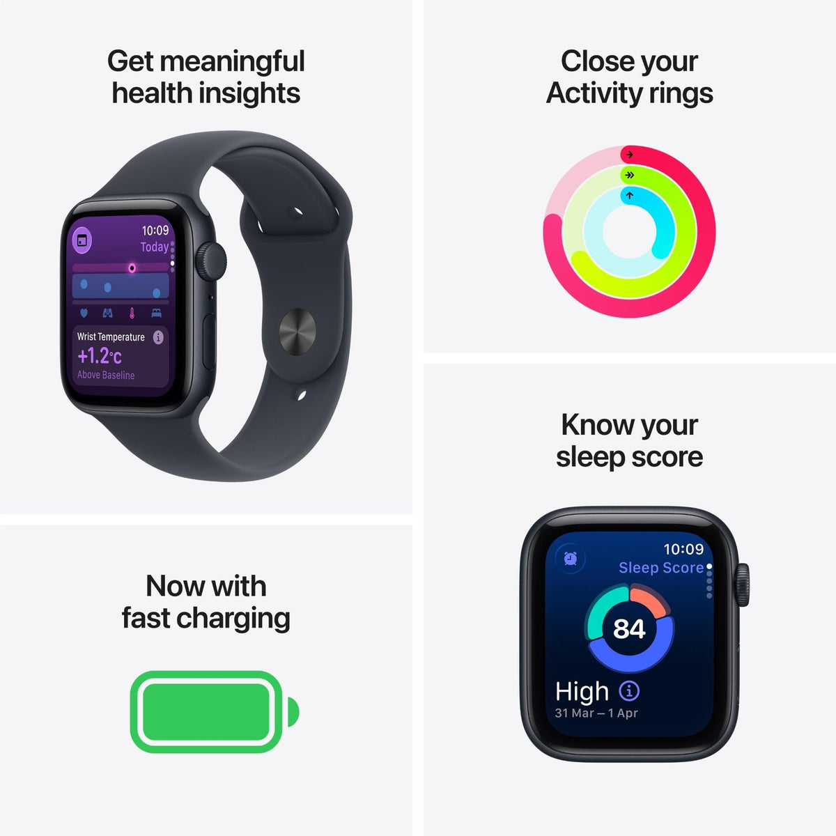 Apple Watch SE 3 44mm Midnight Aluminium Case GPS + Cellular Sport Band (M/L) [2025]