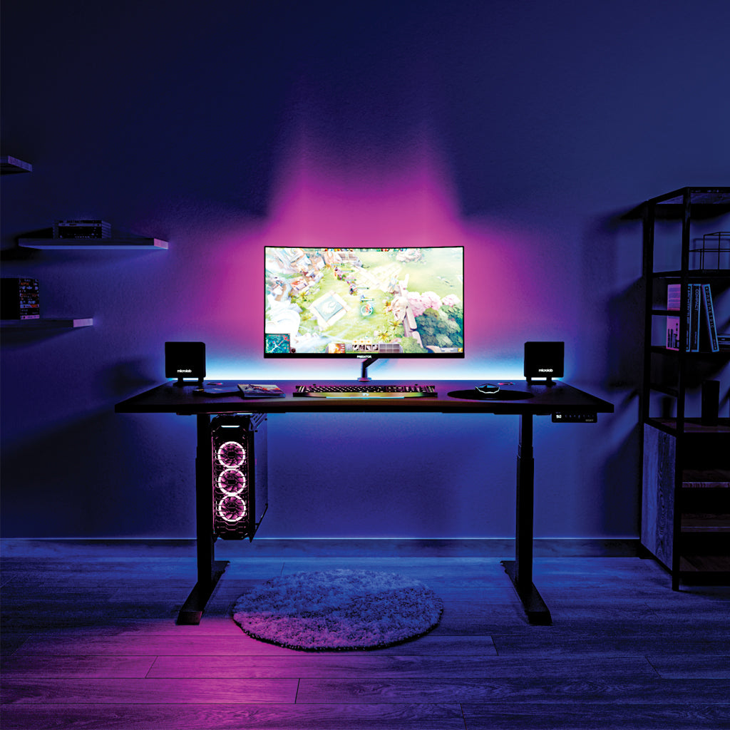Desky Alpha Dual Sit Stand Gaming Desk - Ergo Edge / 1800x750mm / Matte Black