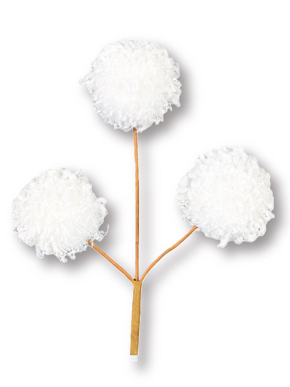 White Frosted Pom Pom Snowballs Christmas Tree Clip Pick | 12cmWhite