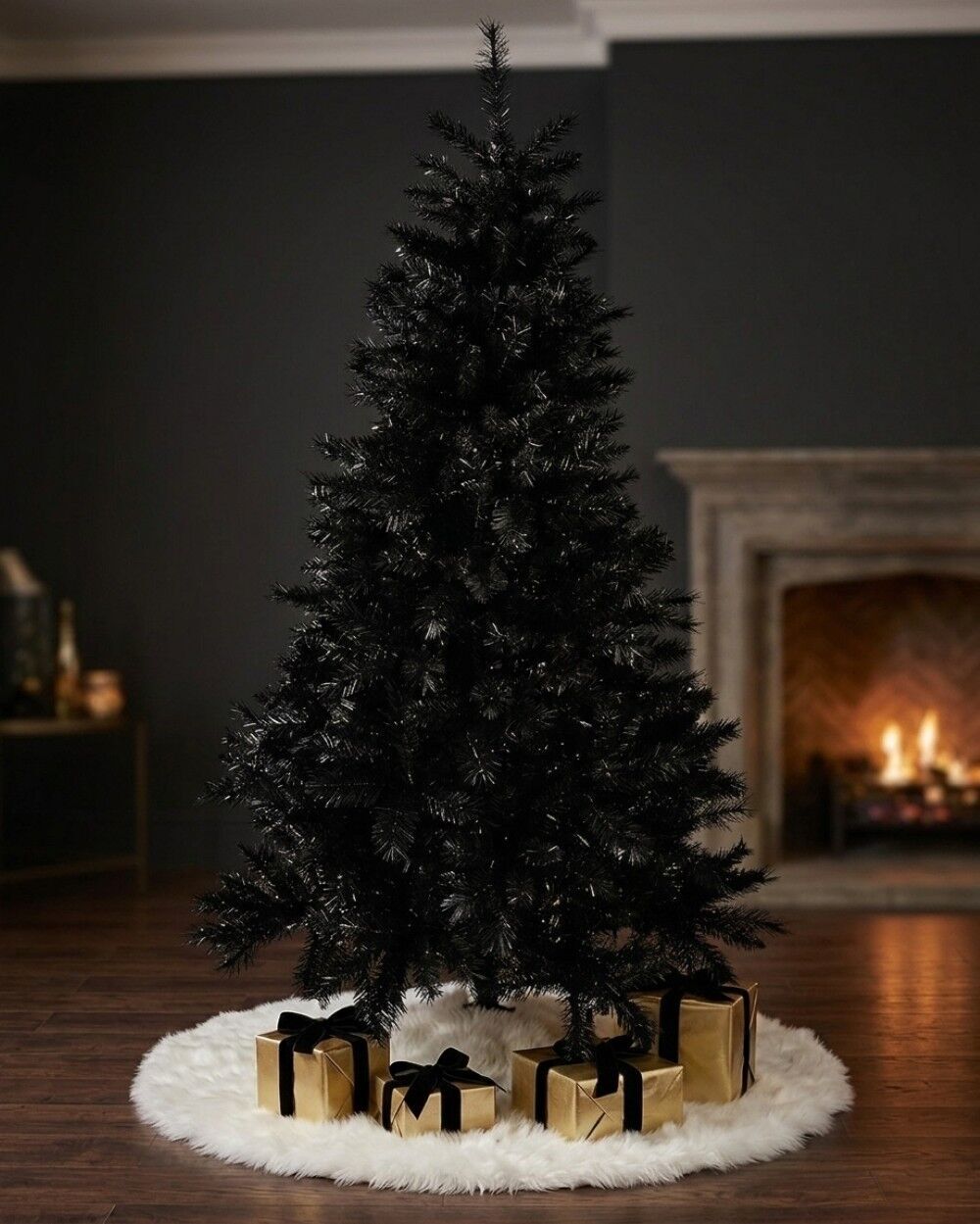2m Black Balsam Artificial Christmas Tree | 885 Tips & Hinged Branches Black