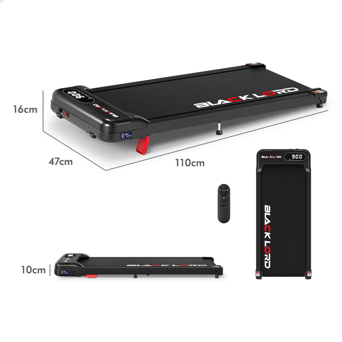 BLACK LORD Treadmill Electric Walking Pad Incline Home Gym Remote Control (Black)