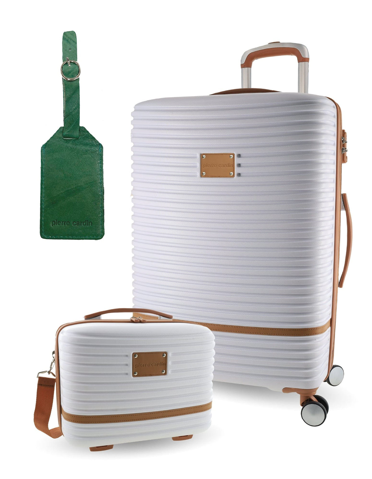 Pierre Cardin Large Hard-Shell Suitcase & Mini Beauty Case Set w/ Tag White