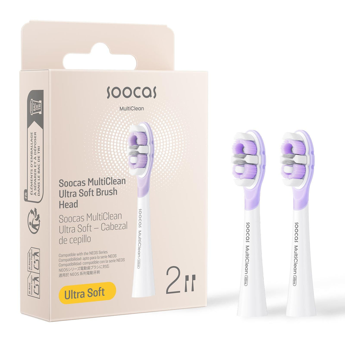 Soocas NEOS II Ultra Soft Electric Toothbrush Head (White) [2 Pack]