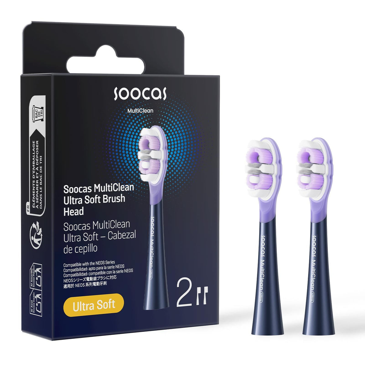 Soocas NEOS II Ultra Soft Electric Toothbrush Head (Blue) [2 Pack]