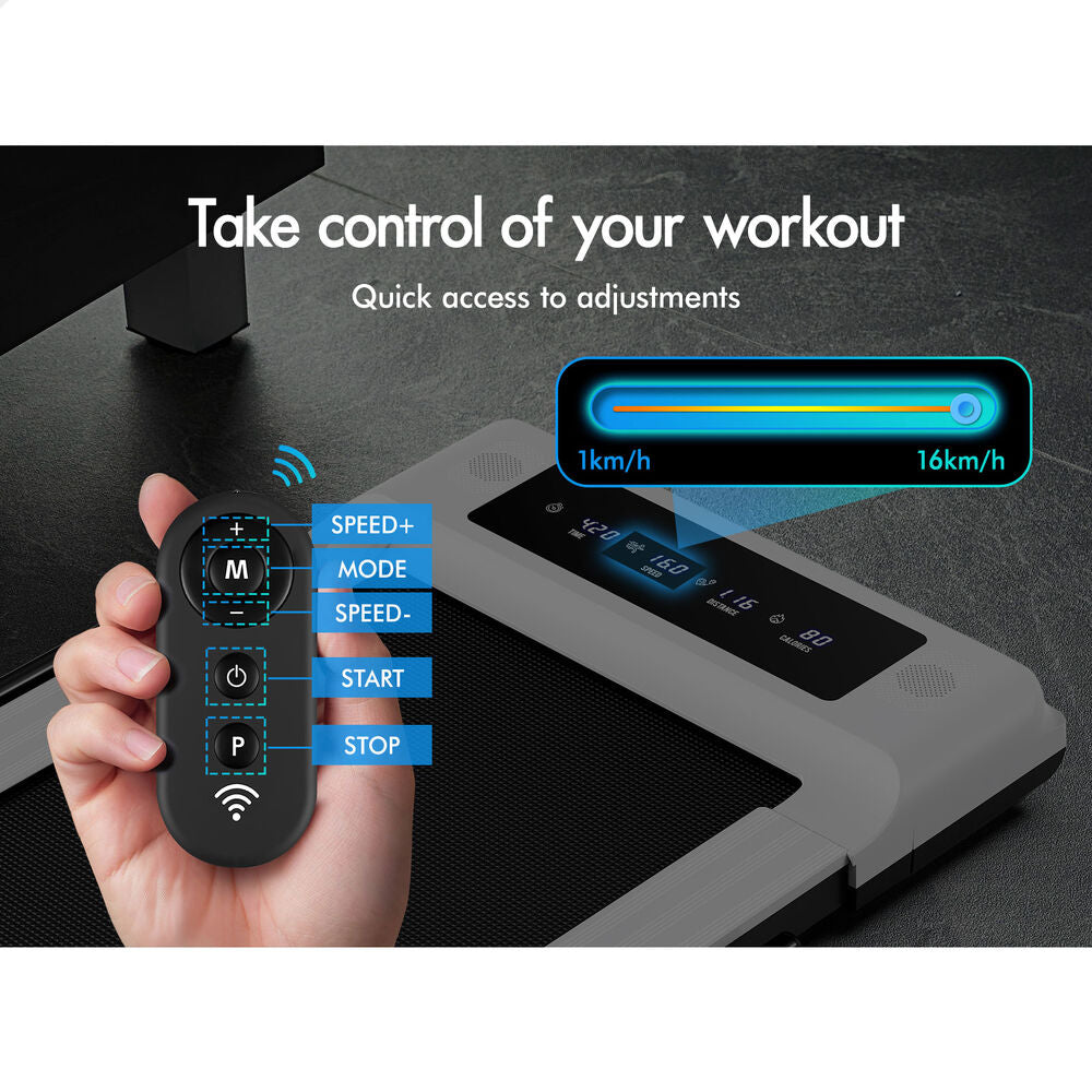 BLACK LORD Treadmill 2 IN 1 Electric Walking Pad Hydraulic Foldable 40cm Belt (White)