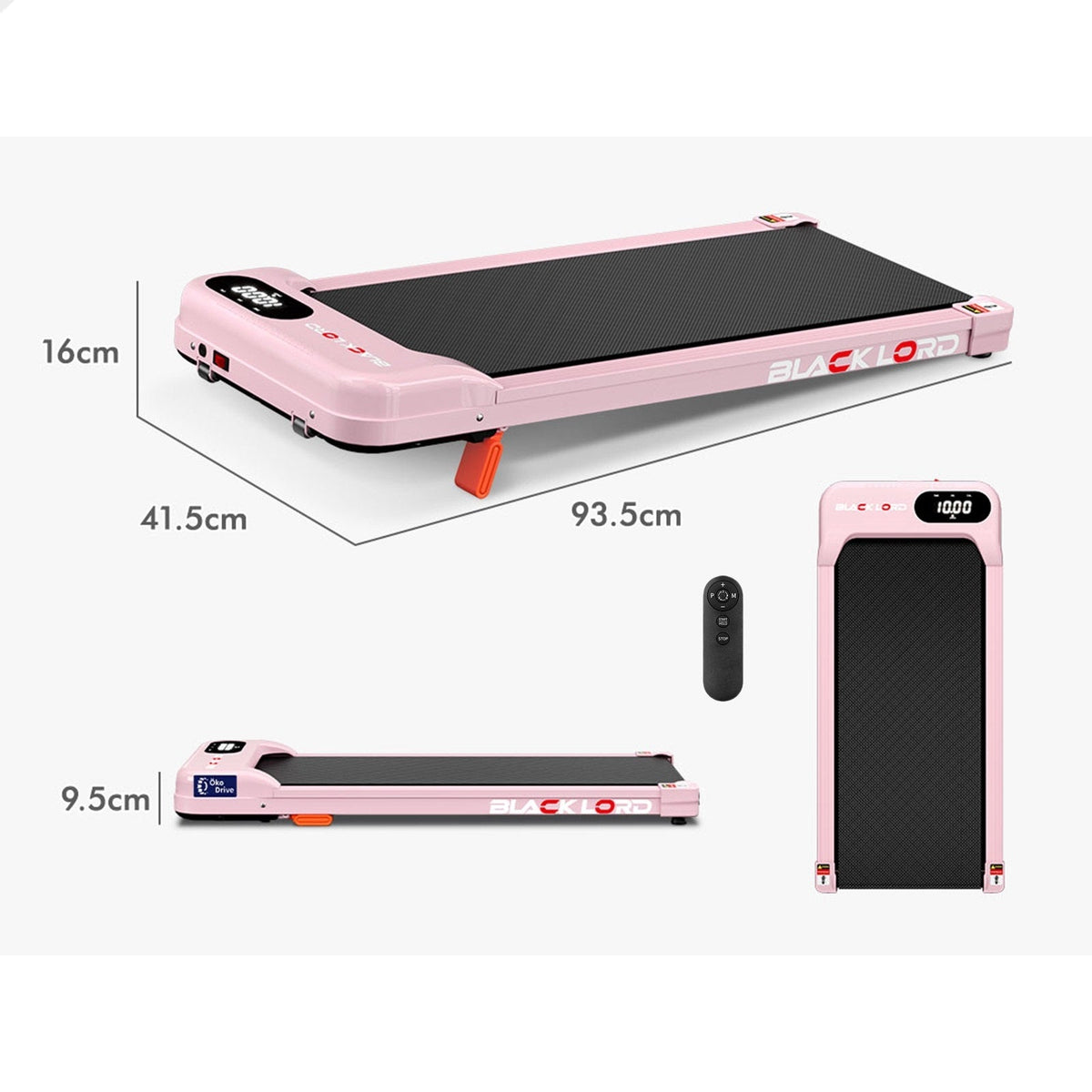 BLACK LORD Treadmill Electric Walking Pad Home Gym Incline Magnetic Remote (Pink)