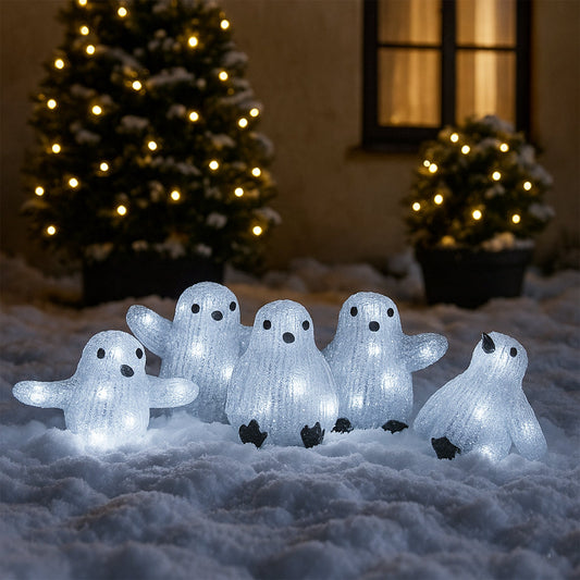Lexi Lighting Acrylic Baby Penguins Christmas Lights Set of 5