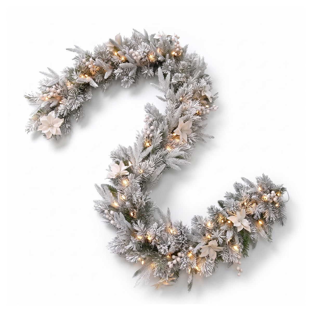Christabelle Snow-Tipped Christmas 3pc Set 2.4m Christmas Tree Wreath and Garland with LED Lights Holiday Decor