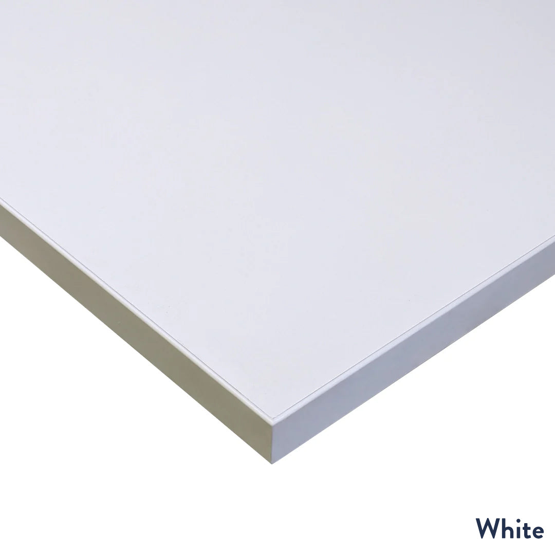 Desky L-Shape Melamine Sit Stand Desk 200cm - Right Return (White Top/Matte Black Leg)