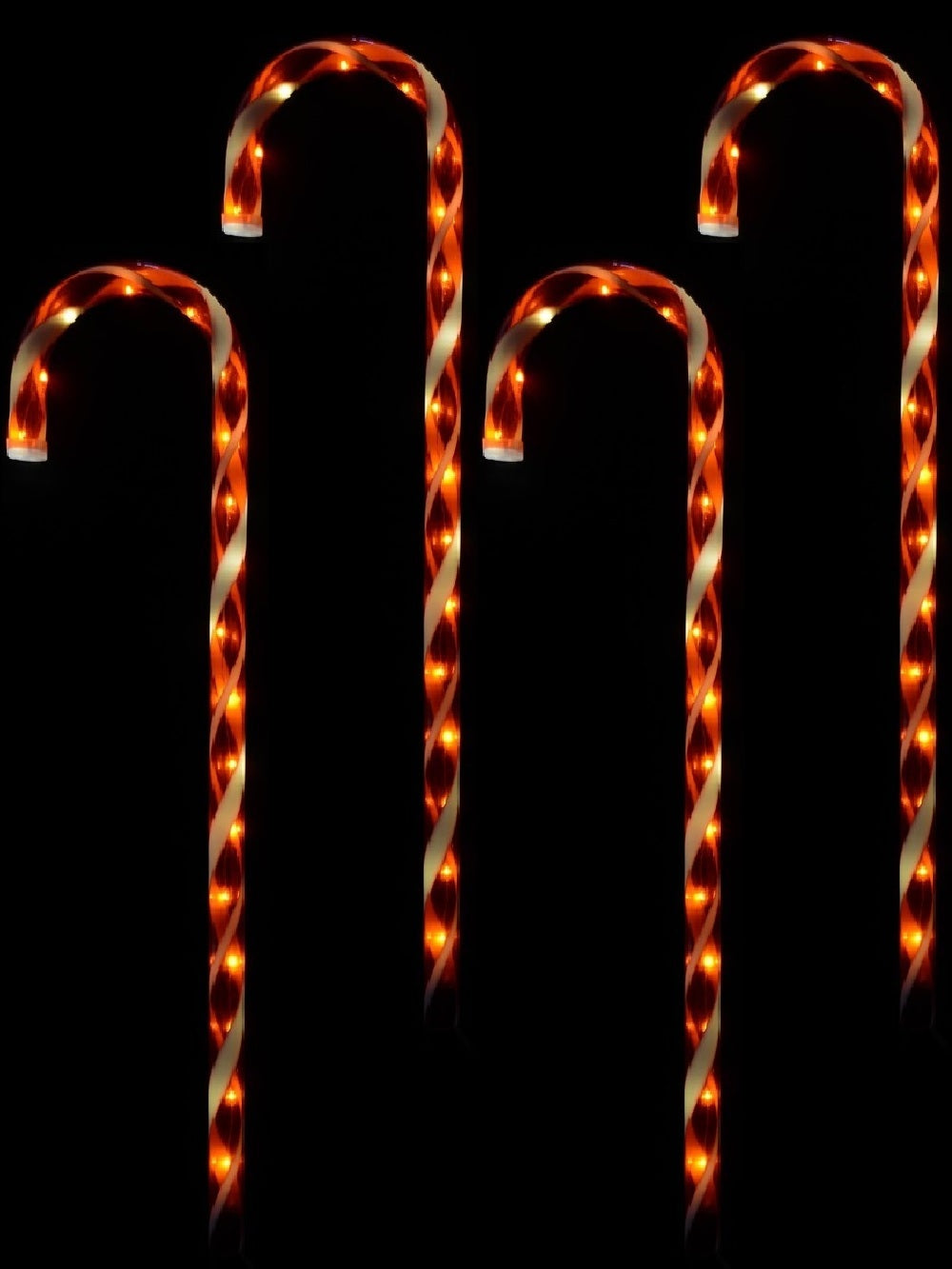 4x LED Christmas Candy Cane Path Lights - Red & White Garden Stakes | 80cmRed & White