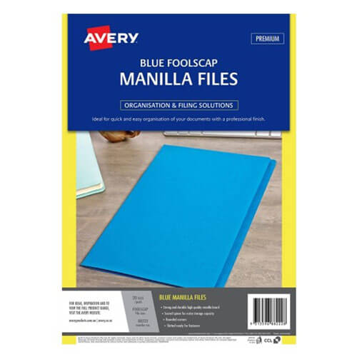 Avery Manilla Folder Foolscap (20pk) - Blue