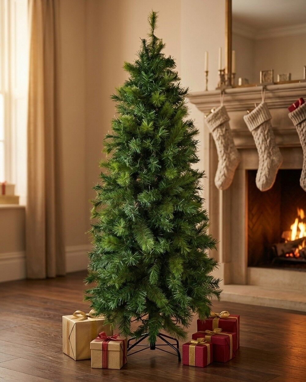 2.3m Slimline Artificial Christmas Tree | 826 Tips & Hinged Branches Green