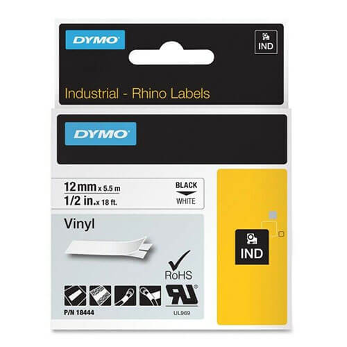 Dymo Tape Label White (12mmx5.5m) - Vinyl