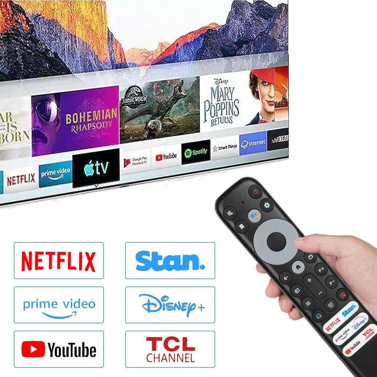 Replacement Remote Control for TCL 4K & 8K Smart TVs - RC902V FAR1/FMR2 Compatible (No Voice Function)
