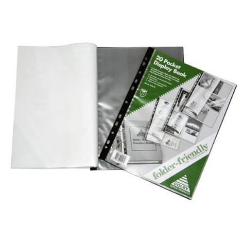Colby Folder Friendly Display Book A4 (Black) - 20 pocket