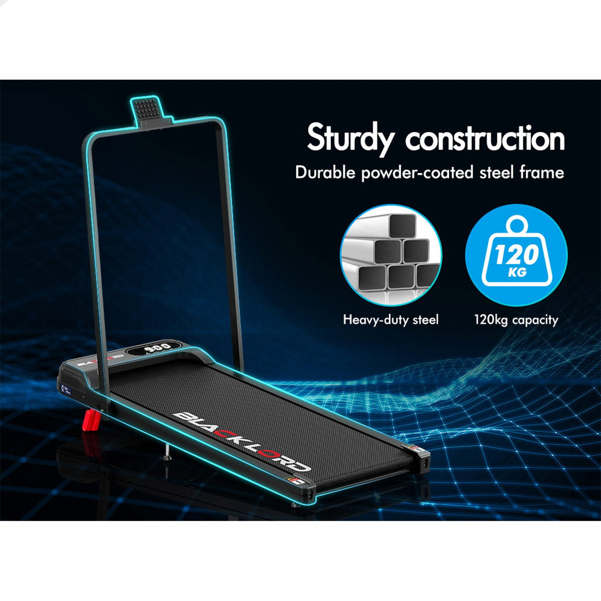 BLACK LORD Treadmill Electric Walking Pad Folding Incline Remote Control (Black)