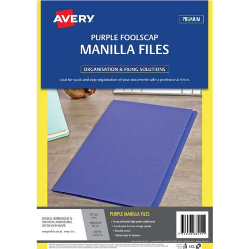 Avery Manilla Folder Foolscap (20pk) - Purple