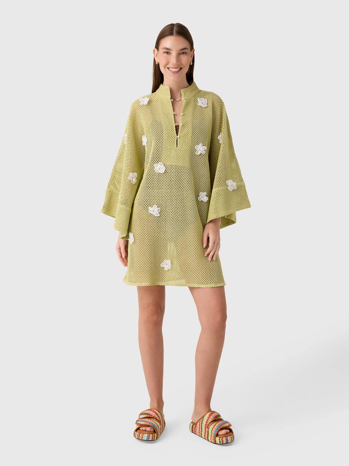 La Vie Women's 3D Flower Knit Mini Caftan