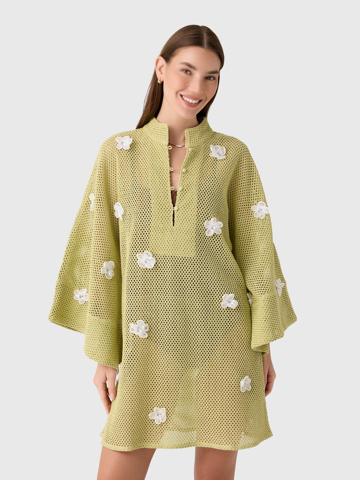 La Vie Women's 3D Flower Knit Mini Caftan