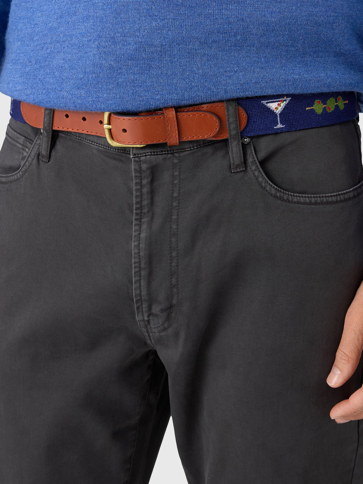 Smathers & Branson Men's Dirty Martini Needlepoint Belt