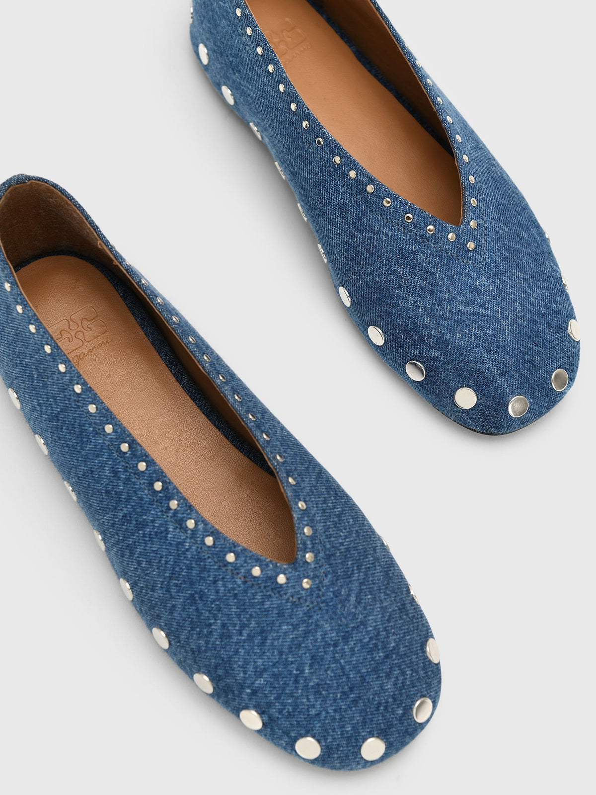 GANNI Women's Jenny Ballerina Denim Flat