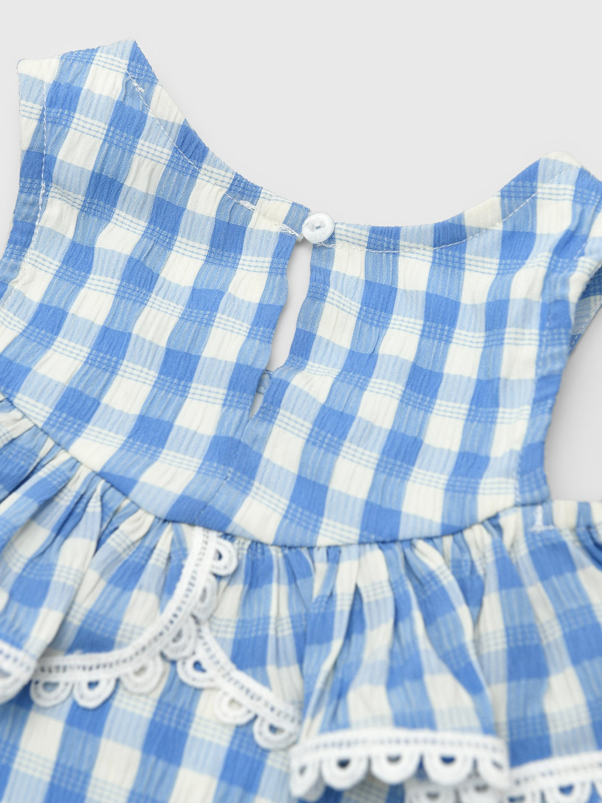 Baby Sara Girls' Cold Shoulder Ruffle Gingham Dress